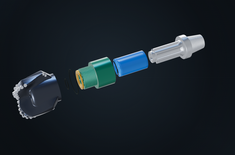 Evolution Drill Bit exploded component assembly